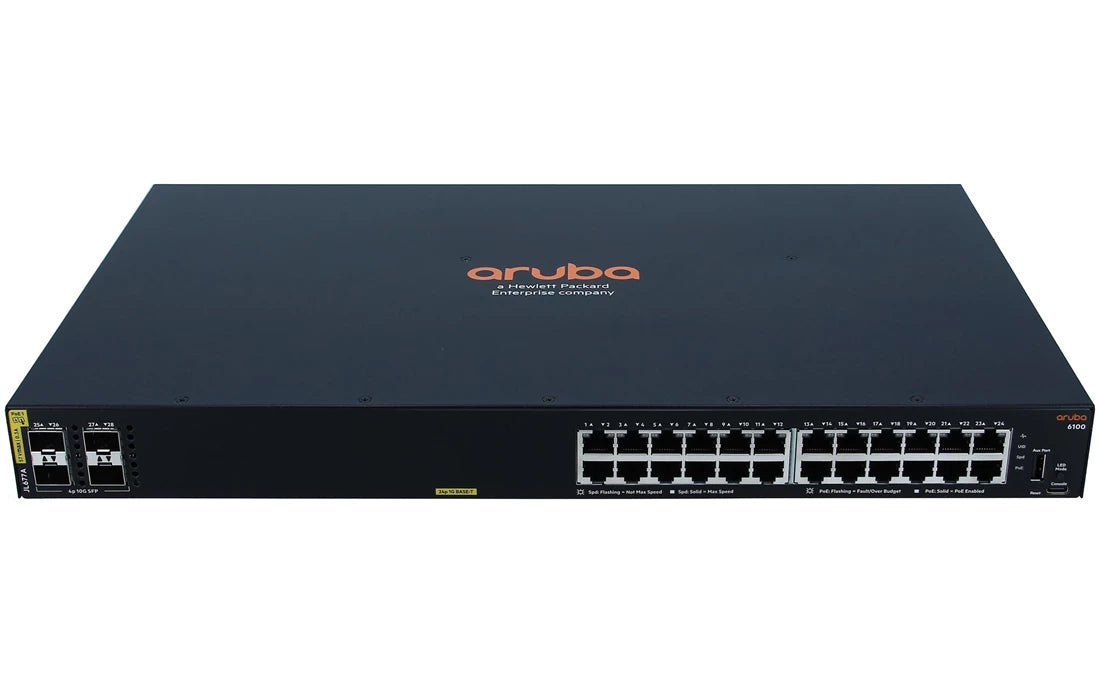 HPE JL677A Aruba 6100 24G Cl4 PoE 4SFP+ 370W <tc>Switch</tc> NEUF | OCCASION