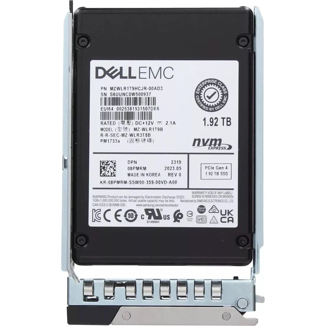 戴爾 8PMRM 1.92TB PCIe Gen4 NVMe 讀取密集型 TLC 2.5 吋 SSD |用過的 主圖
