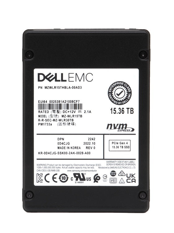 SAMSUNG MZWLR15THBLA-00AD3 15.36TB NVMe U.3 Read Intensive Ssd Dell Oem | USED
