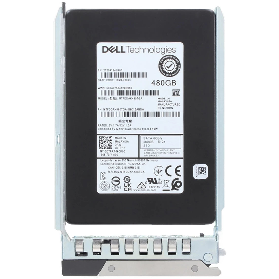 Dell DTPR7 480GB SATA-6Gbps Read Intensive 1 DWPD 2.5 Inch Hot Plug SSD New | USED