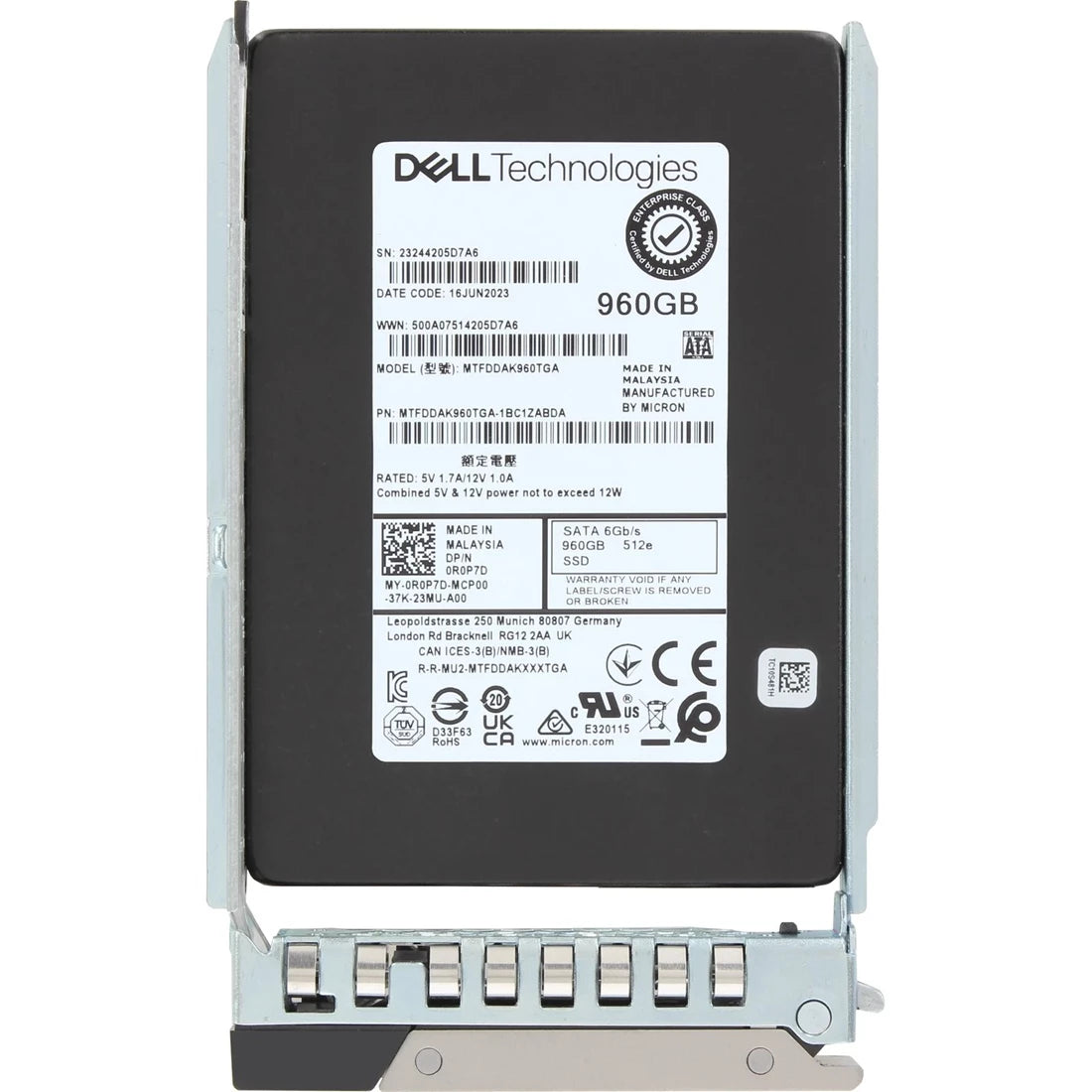 Dell R0P7D 960GB SATA-6Gbps Đọc SSD cắm nóng 1DWPD 2.5in chuyên sâu Mới | ĐÃ SỬ DỤNG