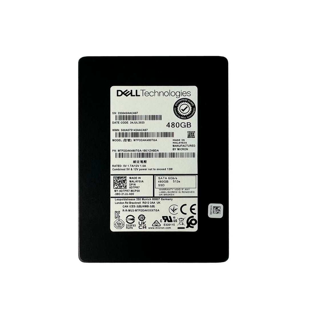 Refurbished | Micron 5400 Pro MTFDDAK480TGA-1BC1ZABDA Read Intensive 480 GB SATA 6Gb/s DELL OEM Refurbished