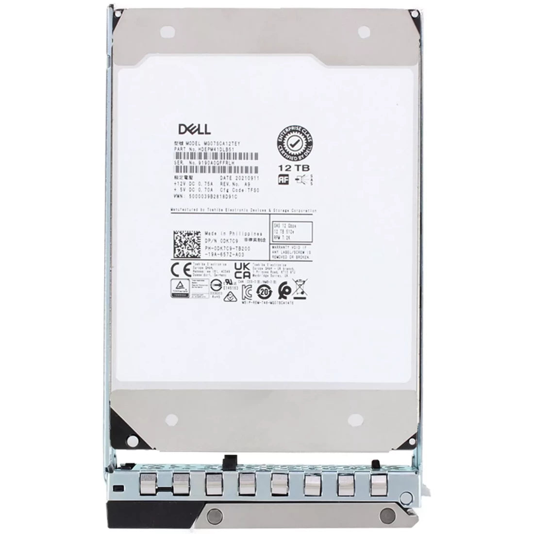Dell DK7C9 12 TB 7,2 K NL SAS-12 Gbit/s 512e 256 MB 3,5 Zoll Hot-Plug-Festplatte mit Fach | GEBRAUCHT
