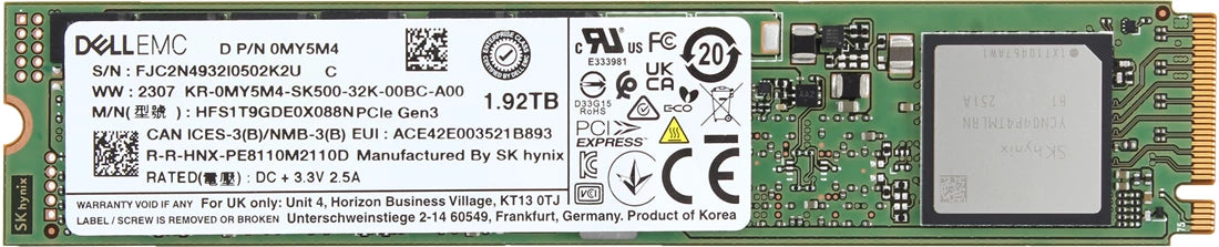 戴爾 MY5M4 1.92TB PCIe NVMe 讀取密集型 M.2 固態硬碟 |使用過的 主圖