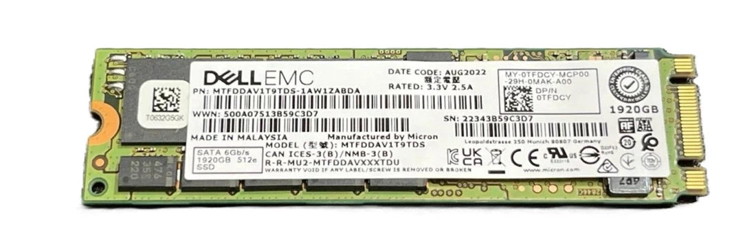 Micron 5300 PRO MTFDDAV1T9TDS-1AW1ZABDA SSD 1,92 TB SATA 6 Gb/s DELL OEM BOSS CARD | GEBRAUCHT