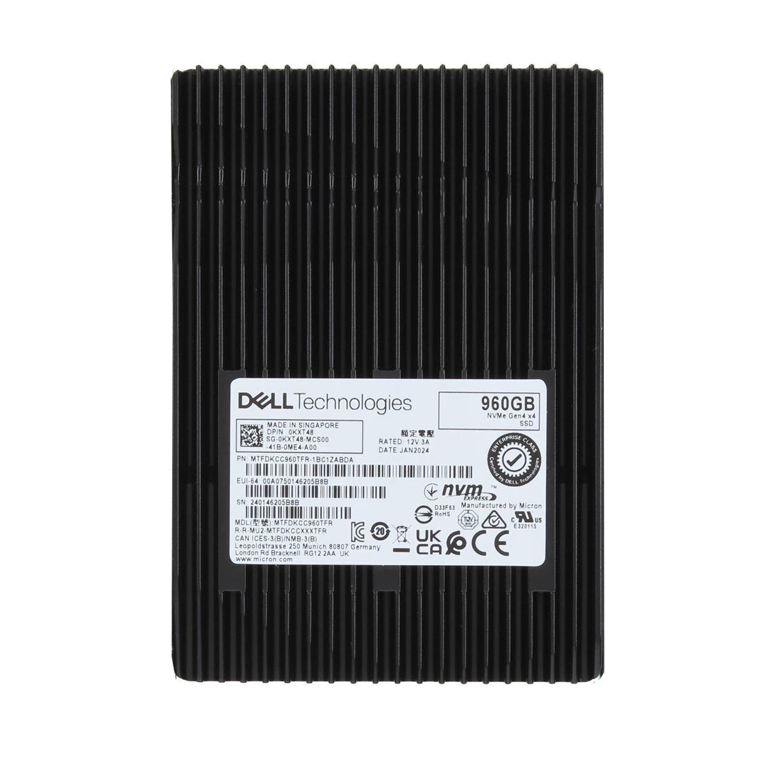 Refurbished | Micron 7450 Pro MTFDKCC960TFR-1BC1ZABDA SSD 960 GB PCIe 4.0 (NVMe) DELL OEM Refurbished