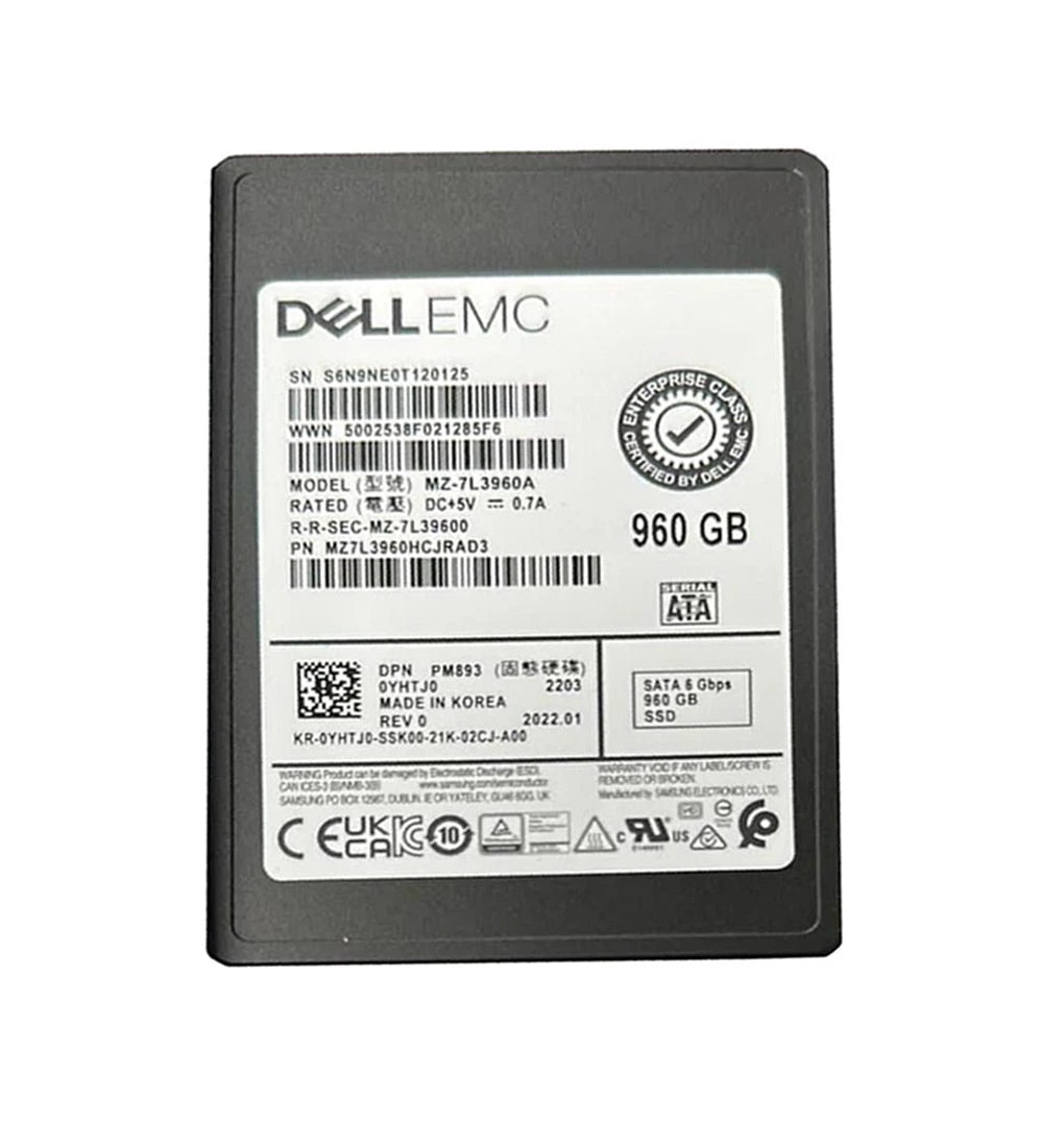 Refurbished | Samsung PM893 MZ-7L3960A Read Intensive SSD 960 GB SATA 6Gb/s DELL OEM Refurbished