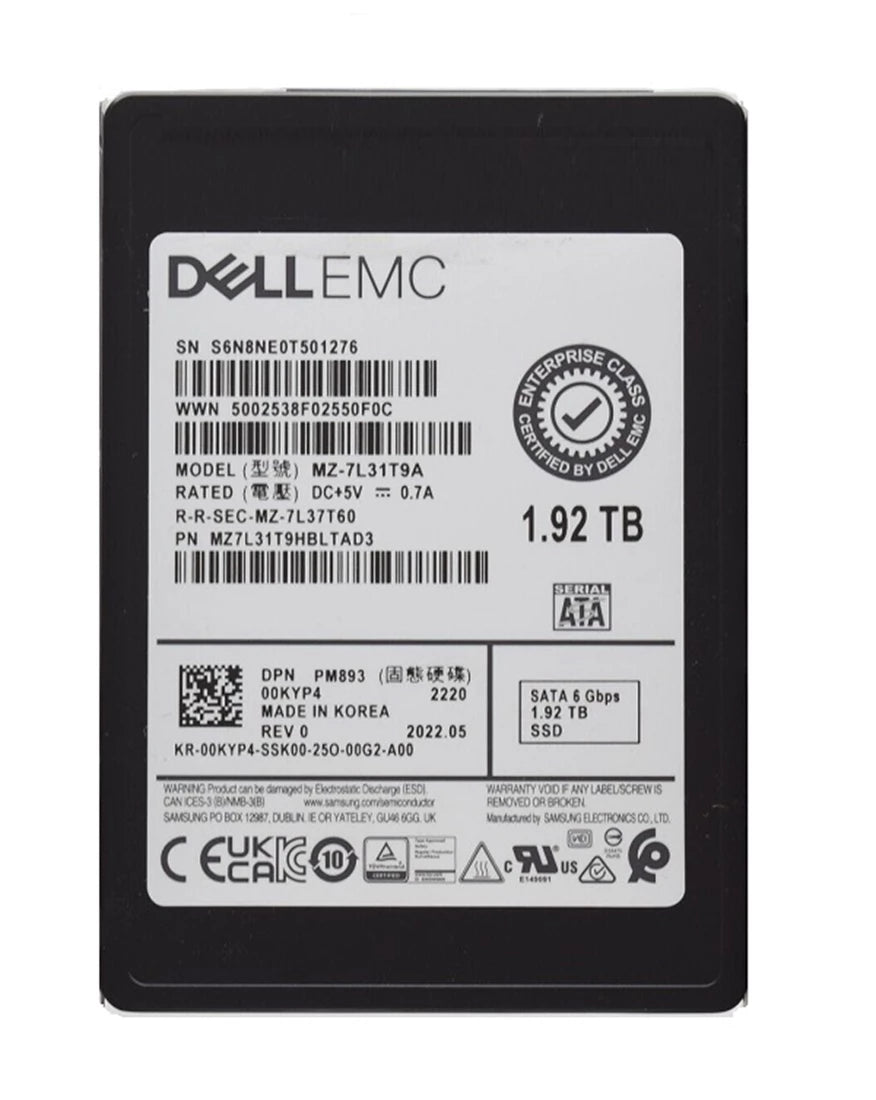 Brand New | Samsung PM893 MZ7L31T9HBLTAD3 - SSD - 1.92 TB - SATA 6Gb/s - DELL OEM Brand New Image principale