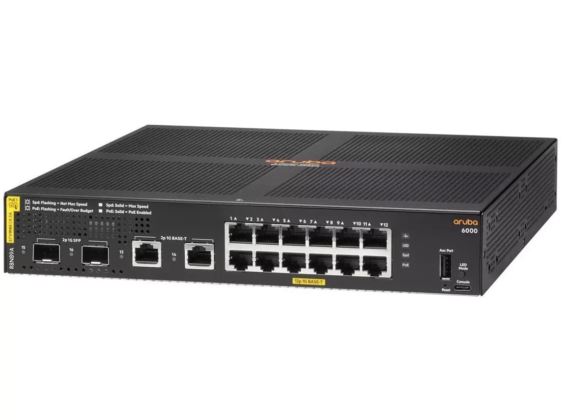 HPE R8N89-61101 Aruba 6000 12G Class4 PoE 2G/2SFP 139W <tc>交換機</tc> | 二手