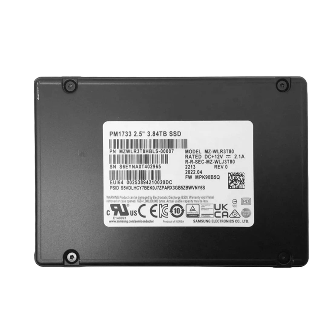 Samsung MZ-WLR3T80 PM1733 3.84Tb 2.5Inch PCI Express 4.0 x4 (NVMe) Internal SSD. | USED