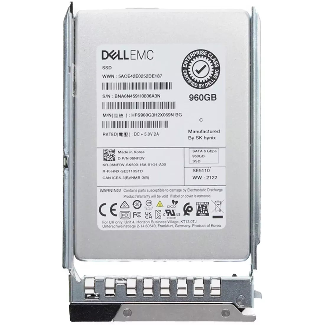 Dell 6NFDV 960GB SATA 6Gbps Đọc SSD cắm nóng 1DWPD 2.5in chuyên sâu | ĐÃ SỬ DỤNG
