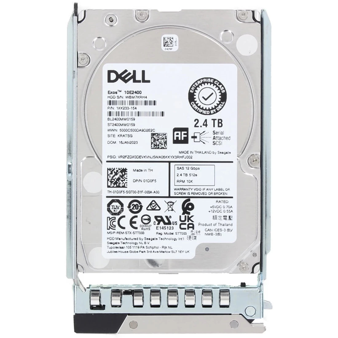 Dell 1D0F5 2.4TB 10K SAS-12Gbps 512e Hot Plug Hard Drive With Tray | USED