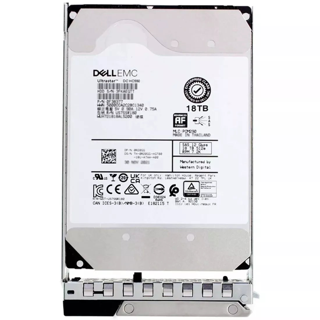 Dell EMC 161-BBUR 18TB 7.2K RPM SAS 12Gbps 512e 3.5inch Hot-Plug Hard Drive with Tray | USED