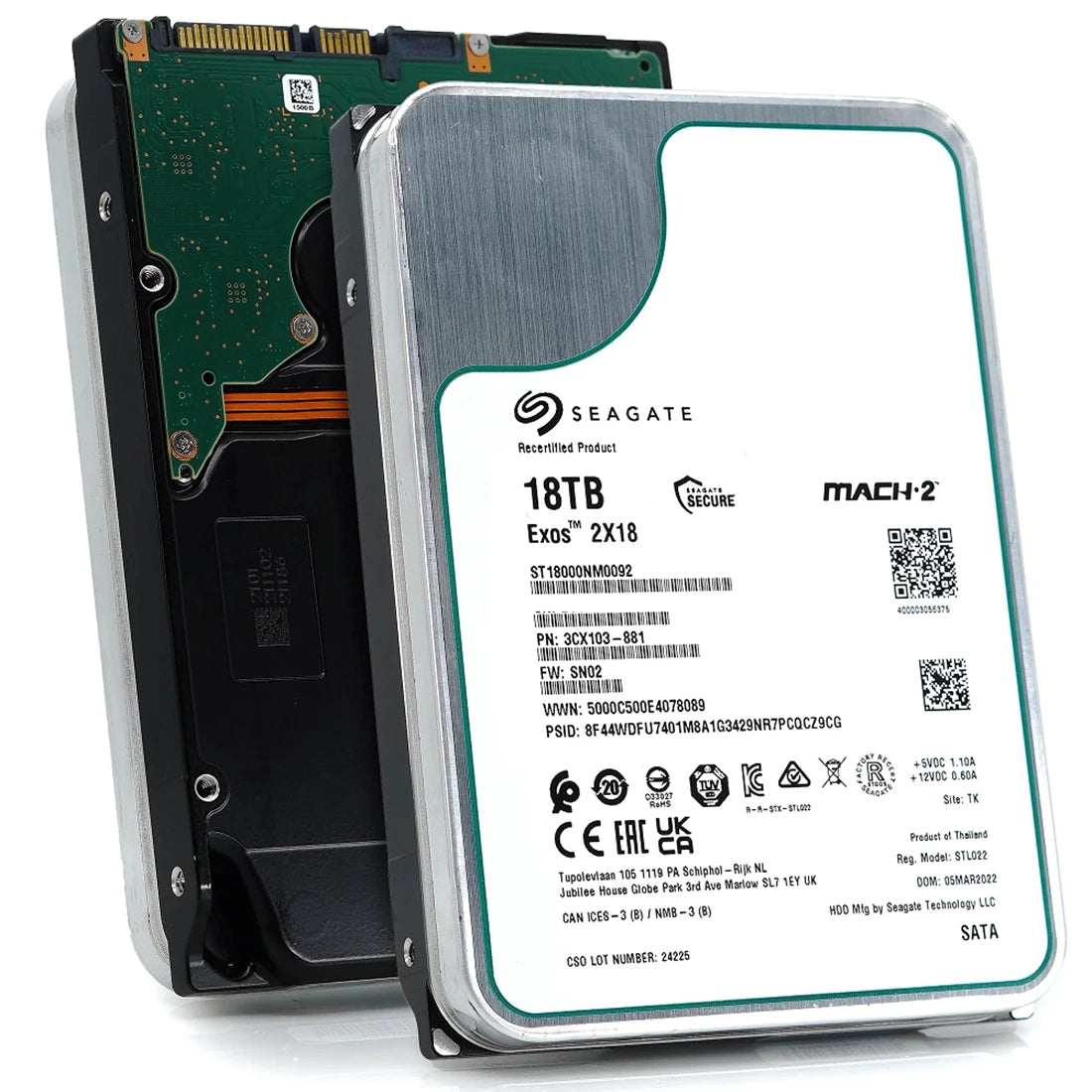 Seagate ST18000NM0092 Exos 2x18 18 To 7200 tr/min Sas-12 Gbit/s 256 Mo Tampon 3,5 pouces Mach.2 HDD | UTILISÉ Image principale