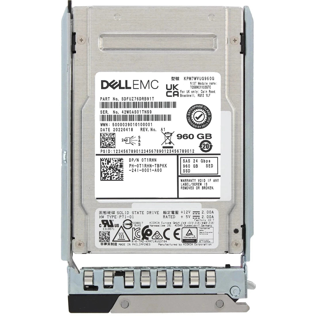 Dell T1RHN 960GB SED SAS-24Gbps Read-Intensive 1DWPD 2.5inch SSD | USED