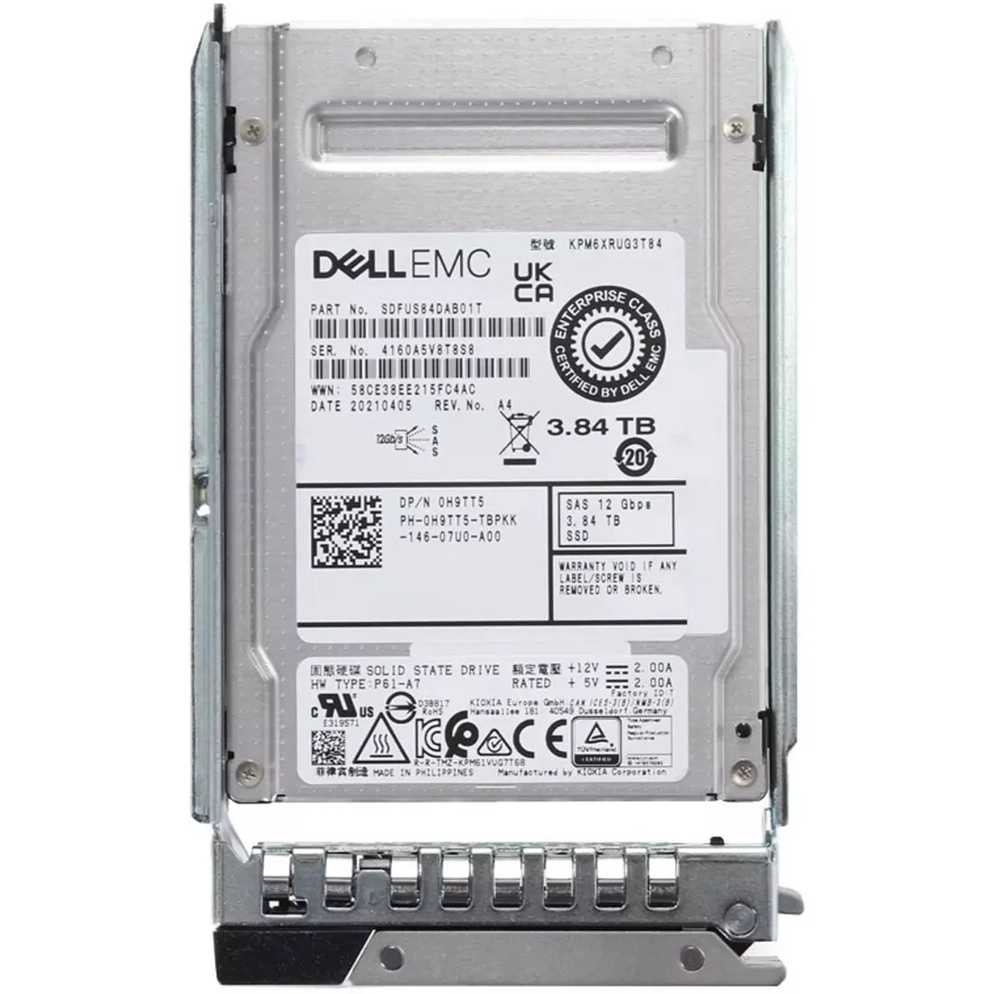 戴尔 0H9TT5 3.84Tb SAS 12Gbps 读取密集型 Tlc 2.5 英寸 SSD |全新