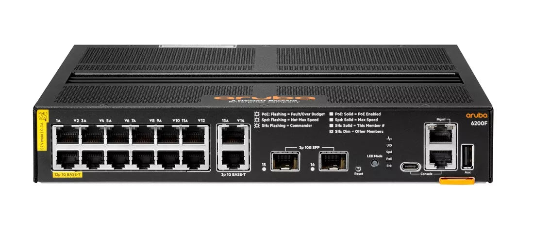HPE R8Q72A #ABA Aruba 6200F 12G Classe 4 PoE 2G/2SFP+ 139W <tc>Switch</tc> | OCCASION