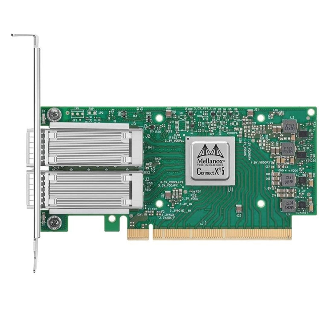 NVIDIA 900-9X5AD-0055-ST0 ConnectX-5 EN ネットワーク インターフェイス カード 50GbE デュアル ポート QSFP28 PCIe Gen 3.0 x16 トール ブラケット |使用済み
