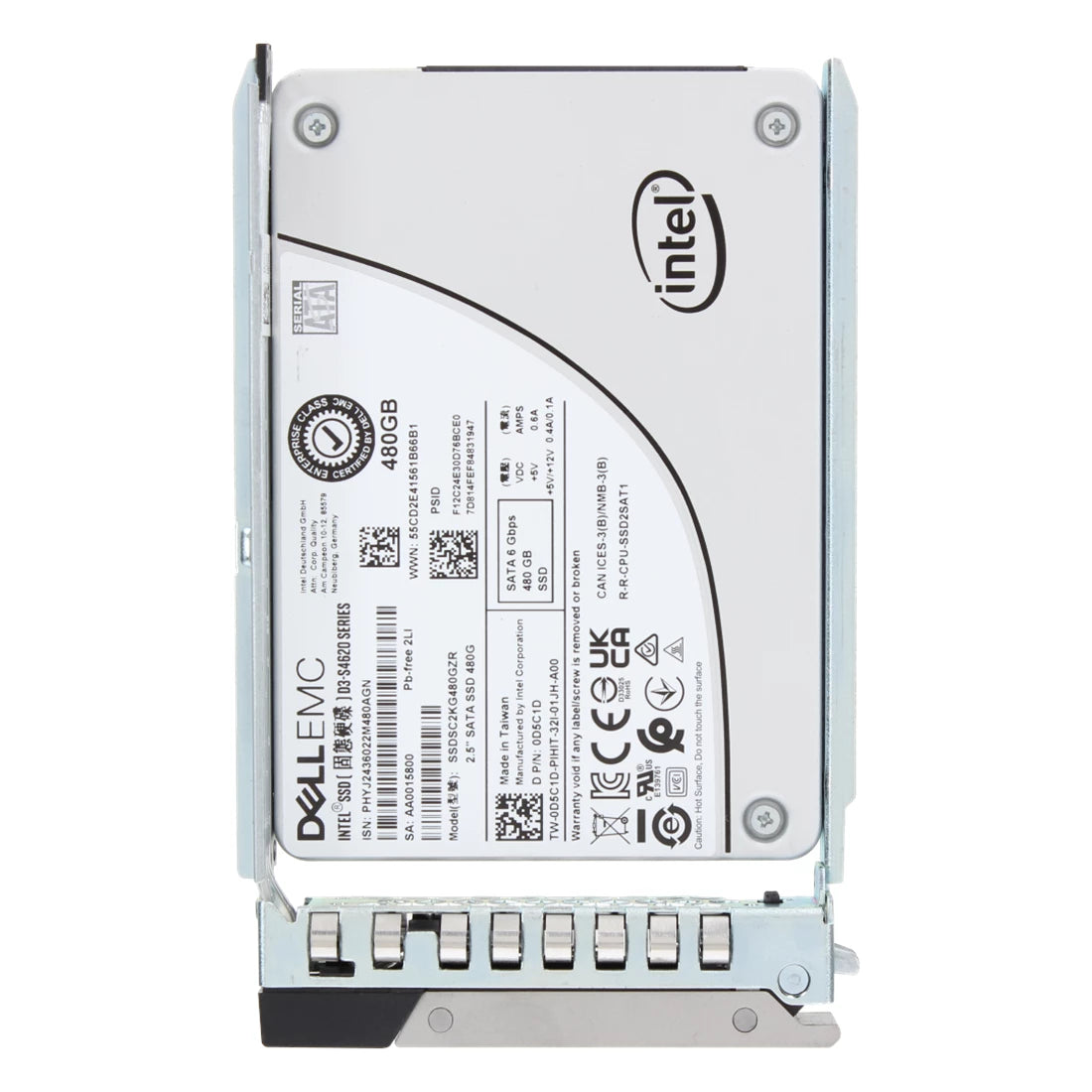 Dell D5C1D 480GB SATA-6Gbps 혼합 사용 3 DWPD 2.5인치 핫 플러그 ​​SSD 새 상품 | 사용된
