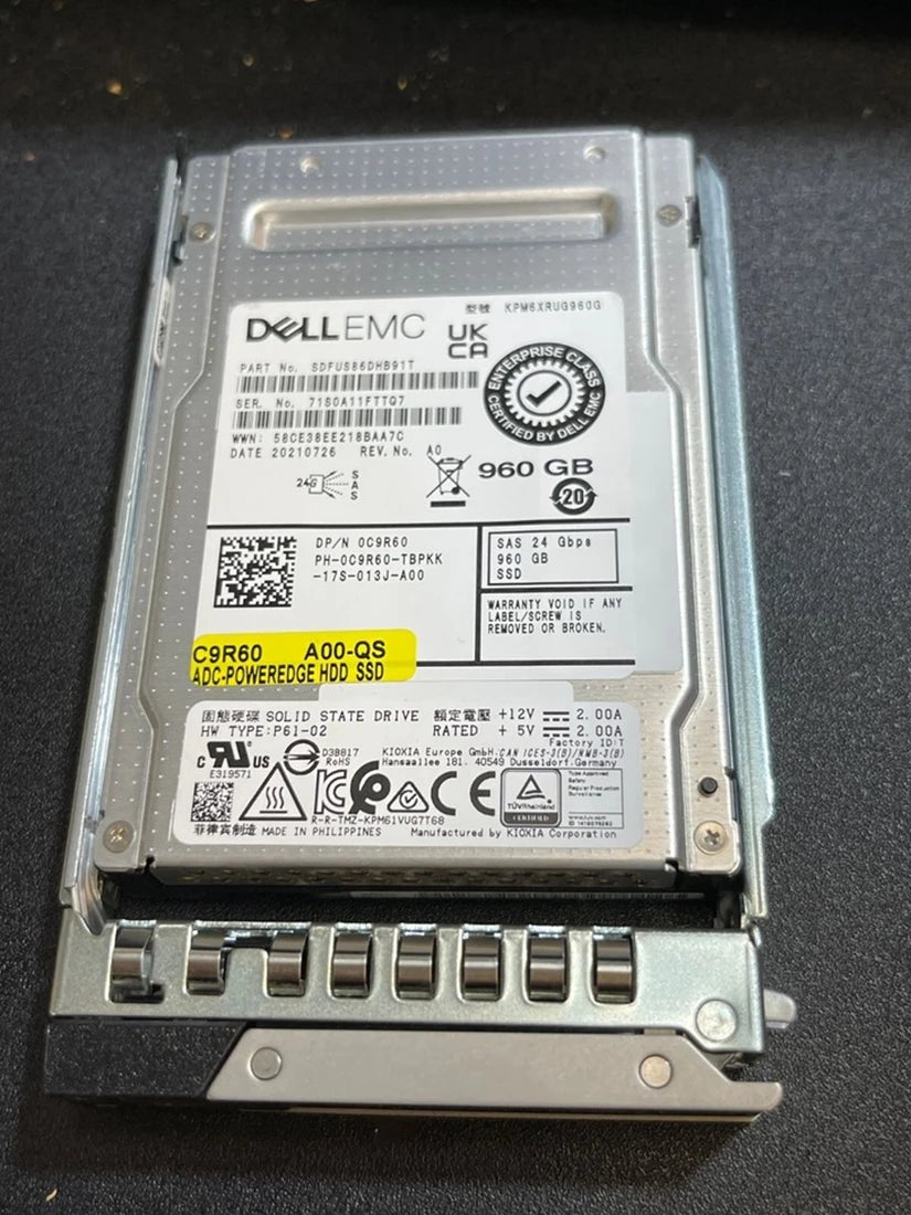 Dell C9R60 960GB SSD SAS RI 24Gbps 2.5in Hot-Plug Drive | USED Hình ảnh chính