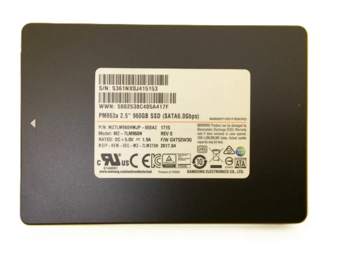 SAMSUNG MZ7LM960HMJP-000AZ PM863A 960gb SATA 6Gbps 2.5Inch Ssd | USED