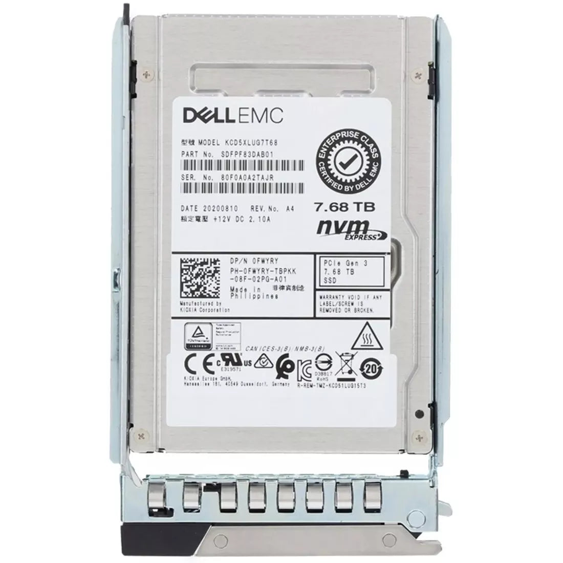 Dell FWYRY 7.68TB U.2 NVMe R-I 2.5in SFF Ssd | BRAND NEW