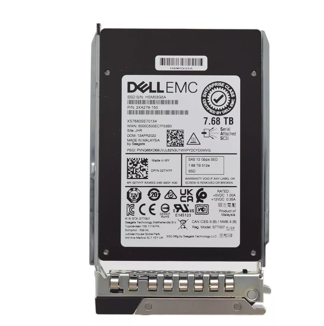 Dell 2THYF 7.68Tb SED SAS 12Gbps Read Intensive 1DWPD 2.5Inch SSD | BRAND NEW