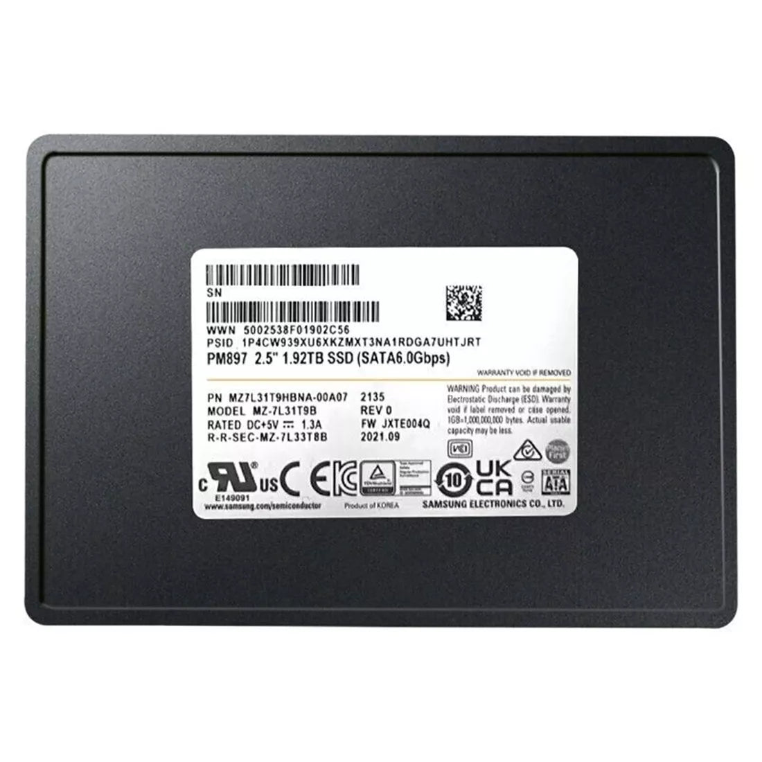 Refurbished | Samsung PM897 MZ-7L31T9B SSD 1.92 TB SATA 6Gb/s Refurbished 메인 이미지