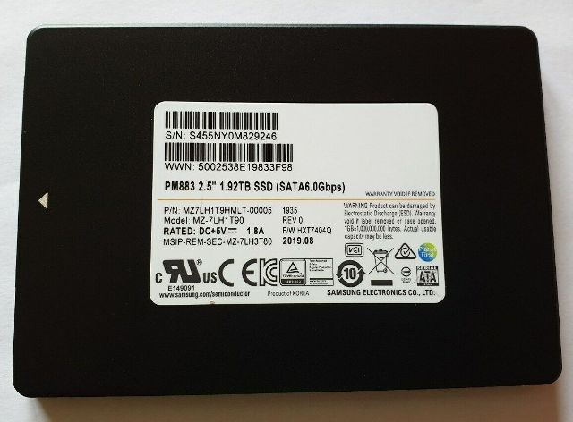 Samsung MZ-7LH1T90 PM883 1.92 Tb SATA 6Gbps 2.5inch SSD | USED Main image