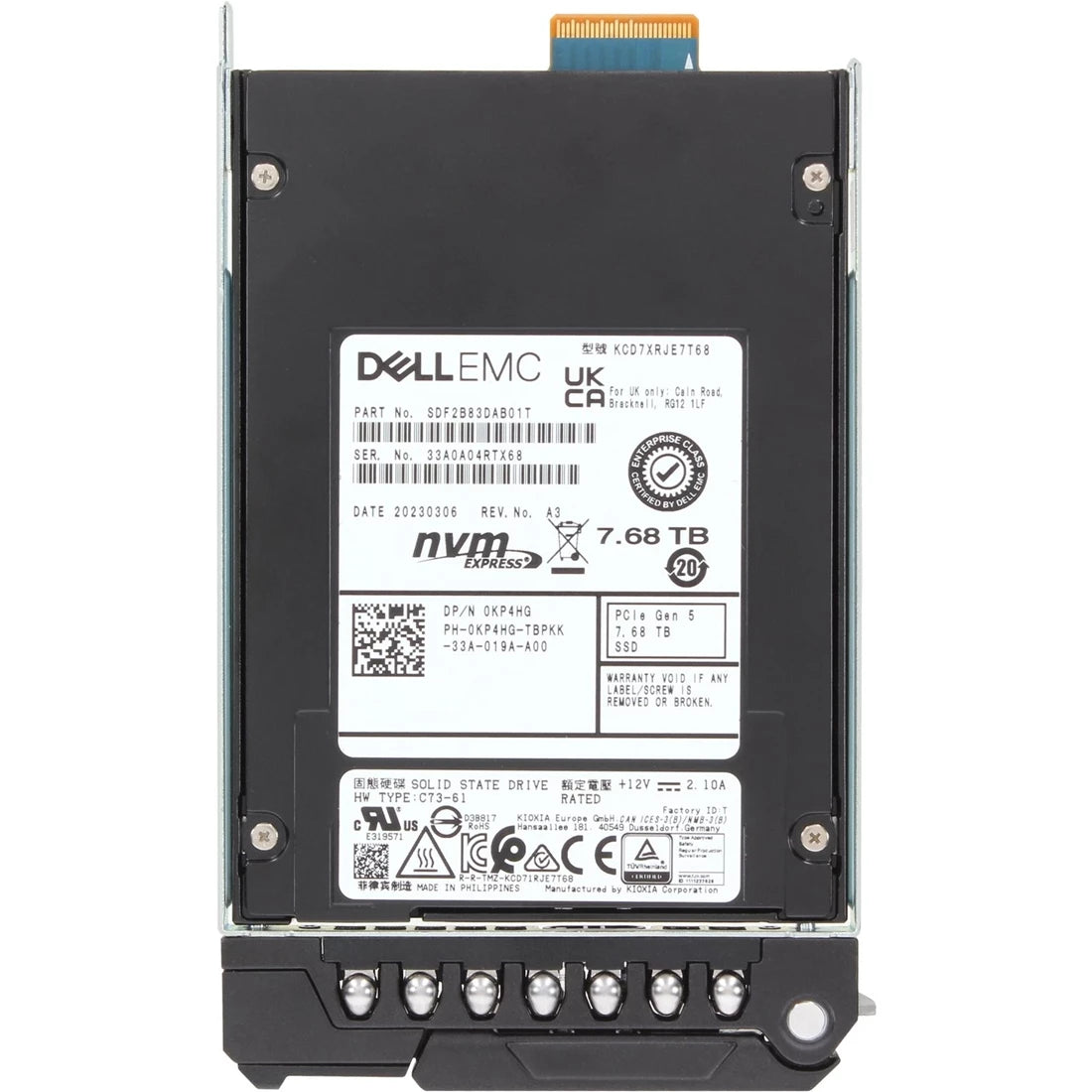 戴爾 KP4HG 7.68TB BICS Flash TLC PCIe 5.0 NVMe E3.S 讀取密集型固態硬碟 | 二手