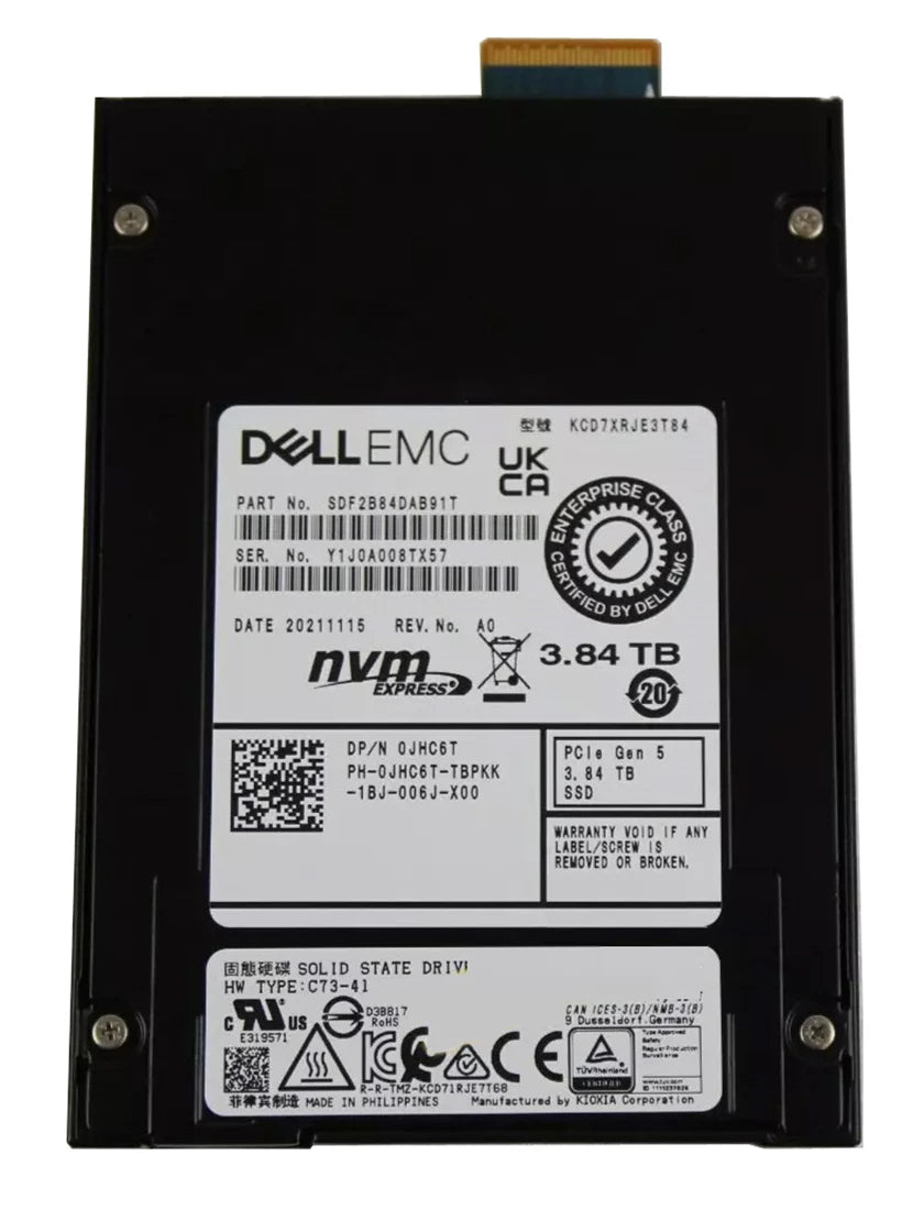 Kioxia SDF2B84DAB91T CD7-R 3.84TB PCIe 5.0 NVMe E3.S 全新戴尔原装固态硬盘 | 二手固态硬盘