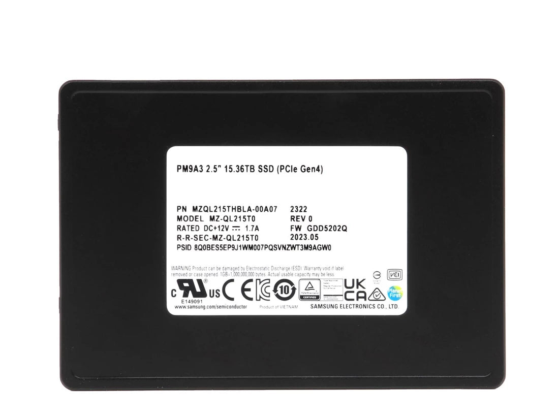 三星 PM9A3 MZ-QL215T0 SSD 15.36 TB Pci Express 4.0 X4 (NVMe) 全新 |用過的