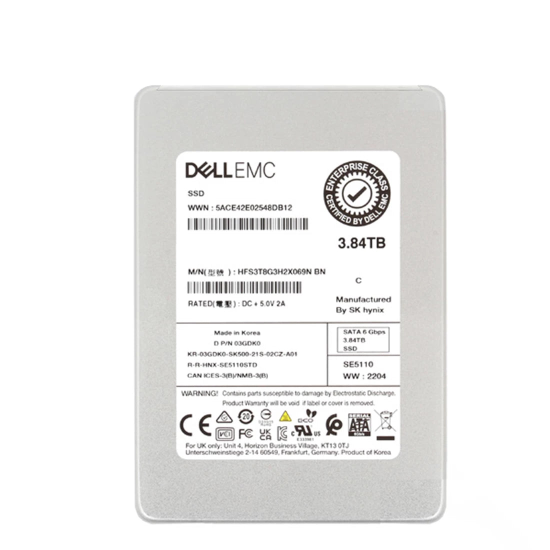 SK Hynix HFS3T8G3H2X069N SE5110 Series 3.84TB SATA 6Gbps TLC 2.5 Dell OEM SSD | USED