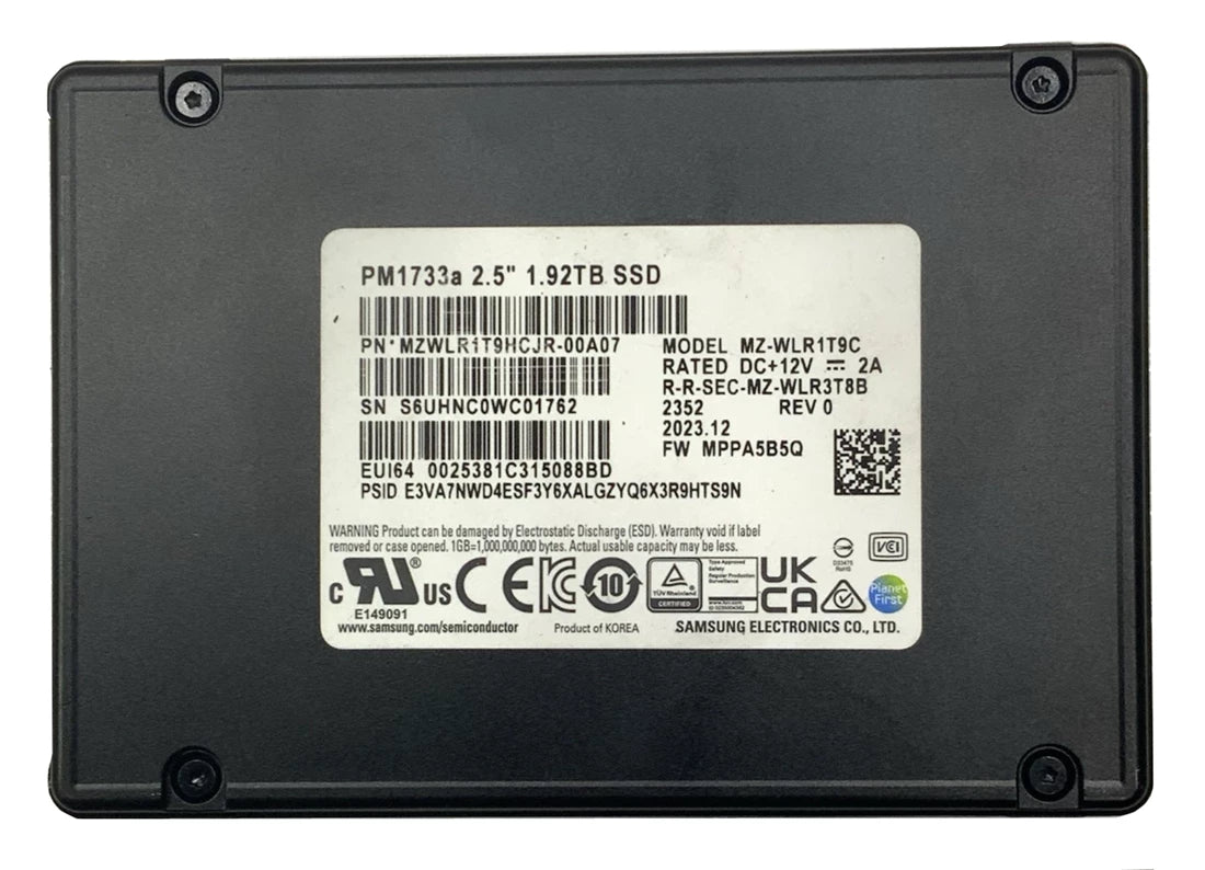 Samsung PM1733a MZWLR1T9HCJR-00B07 1.92TB 2.5inch U.2 PCIe 4.0 x8 SSD | USED