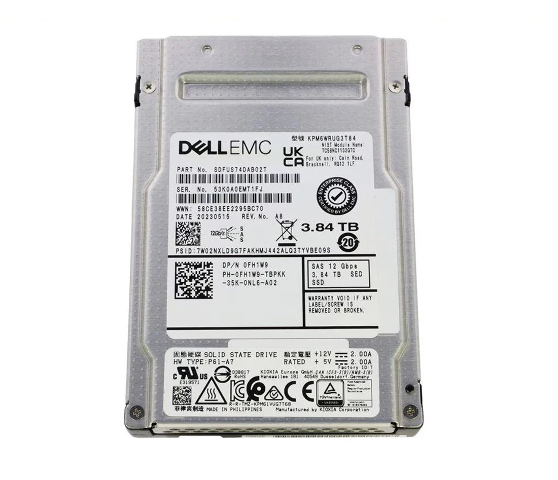 Kioxia PM6-R SDFUS74DAB02T Leseintensive SSD 3,84 TB SAS 12 Gbit/s DELL OEM | GEBRAUCHT Hauptbild