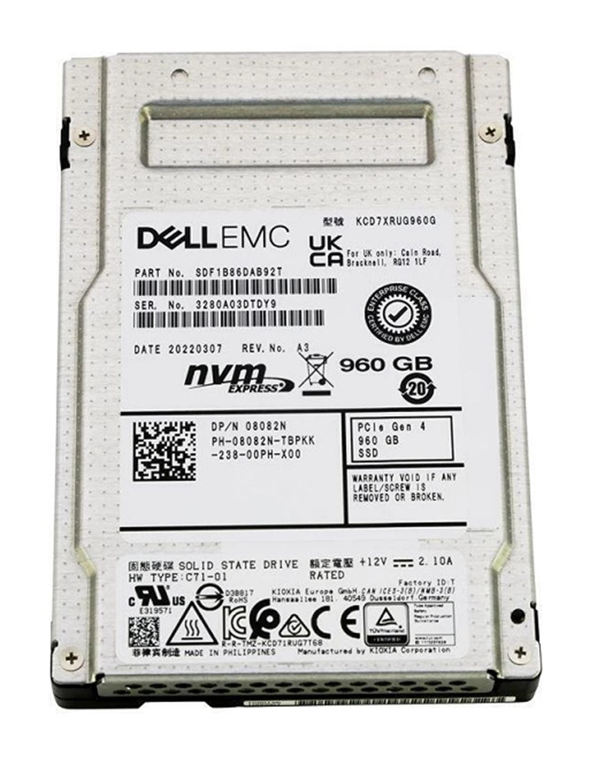 Kioxia SDF1B86DAB01T SSD 960 GB Pci Express 4.0 X4 (NVMe) DELL OEM New | USED