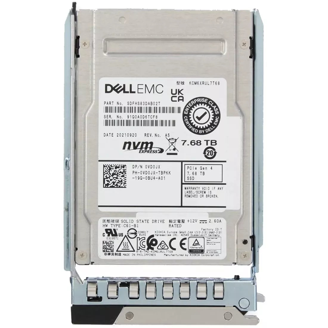 Dell VD0JX 7.68TB PCIe Gen4 NVMe Read Intensive TLC 2.5inch U.2 SSD | BRAND NEW