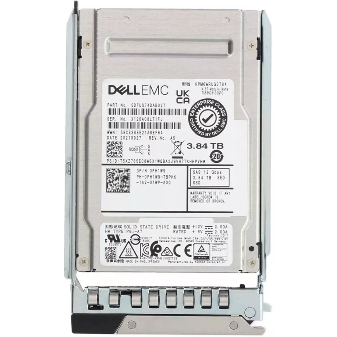 Dell FH1W9 Ổ SSD 2.5 inch, 3.84TB SAS-12Gbps SED đọc chuyên sâu 1DWPD, hỗ trợ cắm nóng | Đã qua sử dụng