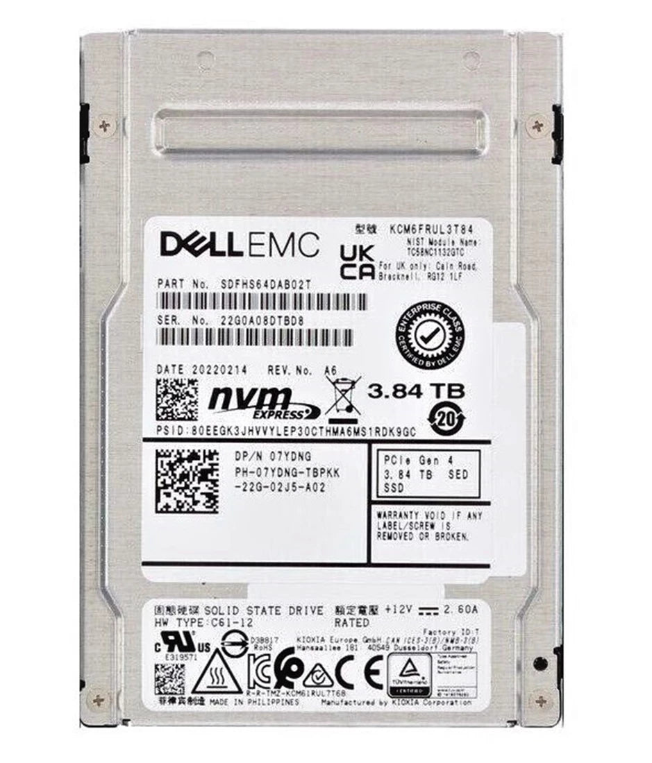 Kioxia CM6-R SDFHS64DAB02T Leseintensive SSD 3,84 TB PCIe 4.0 (NVMe) DELL OEM | GEBRAUCHT