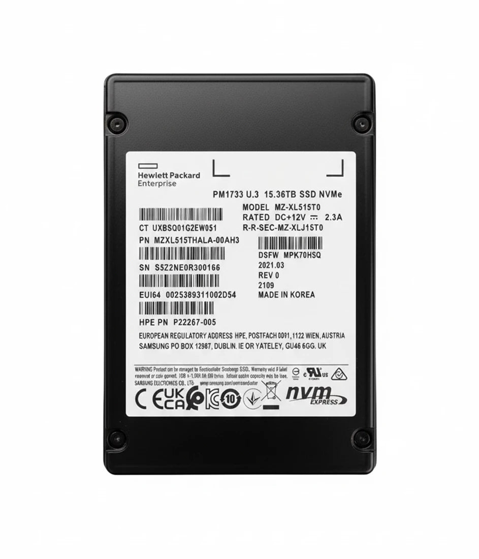 Samsung MZ-XL515T0 15.36TB PCIe Gen4.0 x4 (NVMe) PM1733 SSD HPE OEM | USED Main image