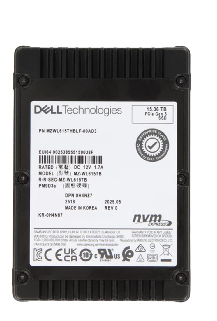 Samsung MZ-WL615TB 15.36TB PM9D3a PCIe 5.0 x4 U.2 2.5in Internal SSD | USED Main image