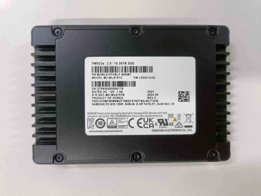 Samsung PM9D3a MZ-WL615TC 15.36TB PCIe 5.0 x4 U.2 SSD | USED