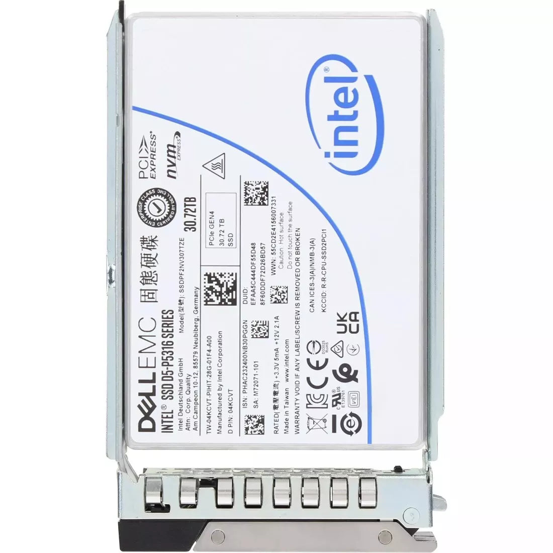 戴爾 4KCVT 30.72TB QLC PCIe 4.0 x4 NVMe U.2 SFF 固態硬碟 |使用過的 主圖