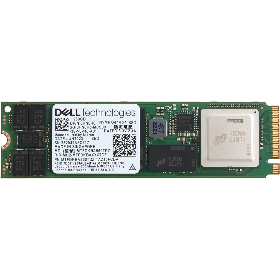 Micron 7400 PRO MTFDKBA960TDZ-1AZ15FCDA SSD 960 GB Pci Express 4.0 x4 (NVMe) DELL OEM | USED