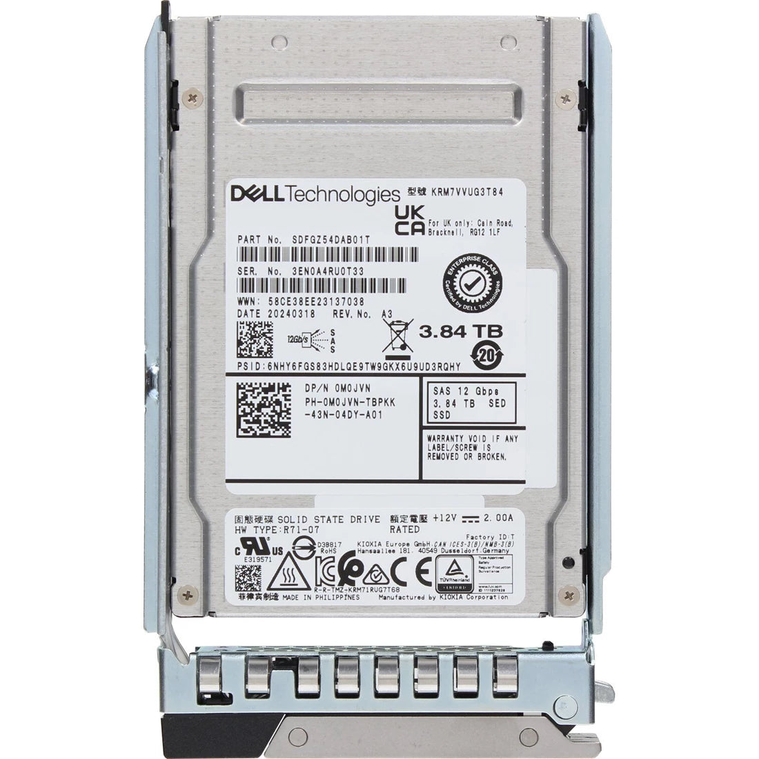 Dell M0JVN 3.84TB SAS-12Gbps SED Mixed Use 3DWPD 2.5inch Hot-Plug SSD | USED
