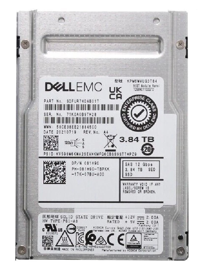 Kioxia PM6 SDFUR74DAB01T SSD 3,84 TB SAS 12 Gbit/s DELL OEM | GEBRAUCHT Hauptbild