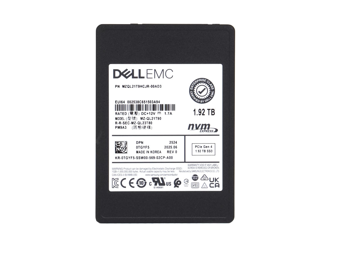 Samsung PM9A3 MZQL21T9HCJR-00AD3 SSD 1.92 TB Pci Express 4.0 x4 (NVMe) DELL OEM | USED Main image