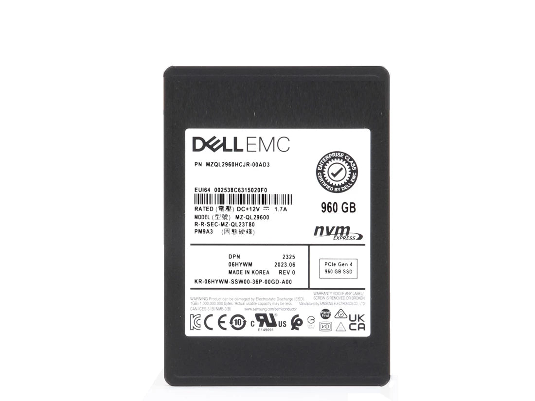 Samsung PM9A3 MZ-QL29600 SSD 960 GB U.2 Pci Express 4.0 x4 (NVMe) DELL OEM | USED Main image