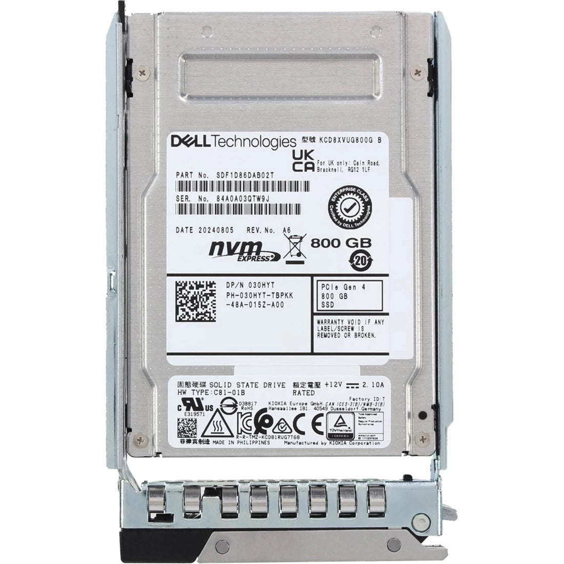 Dell 30HYT 800 GB PCIe Gen4 NVMe TLC 2,5-Zoll-Solid-State-Laufwerk für gemischte Verwendung | GEBRAUCHT