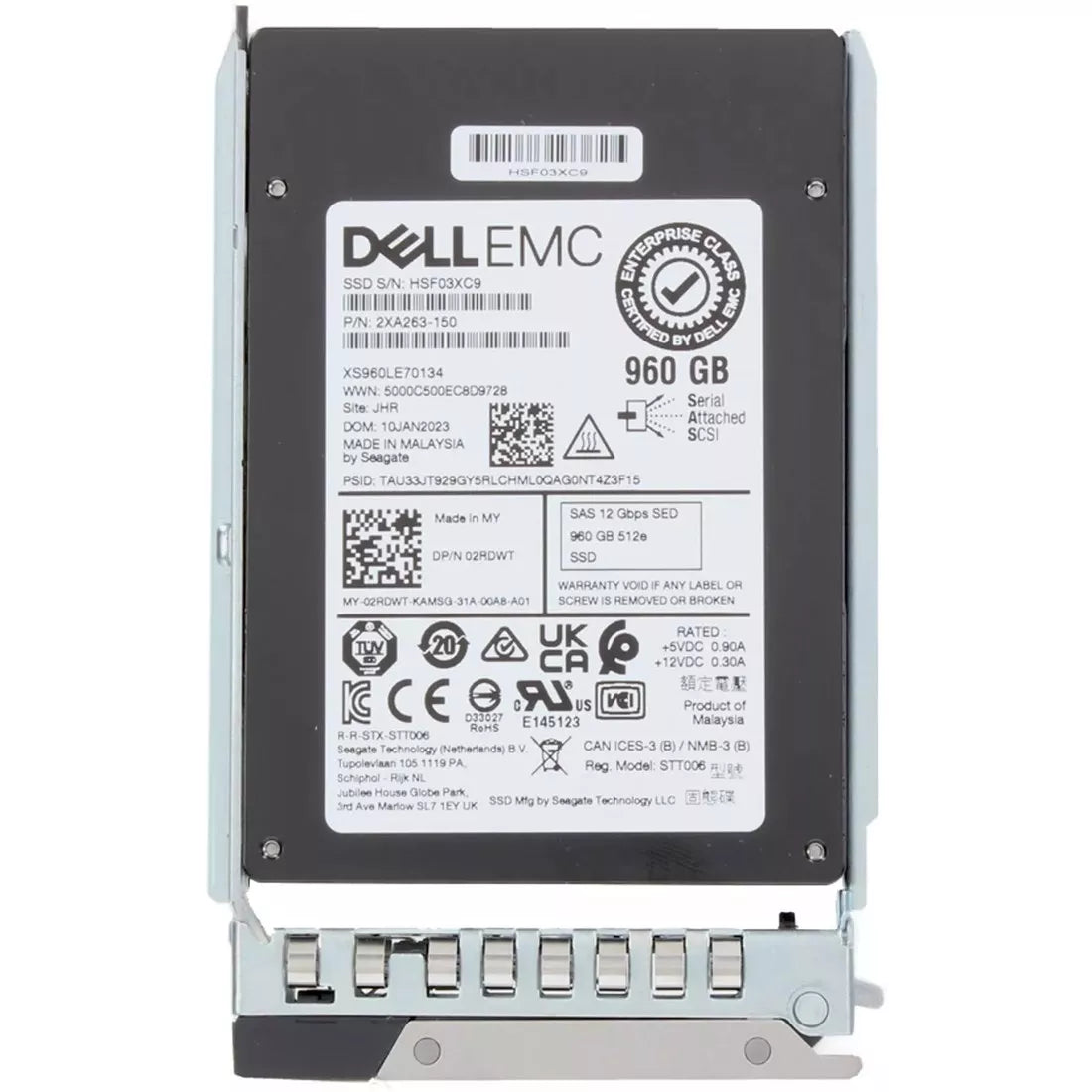 Dell 2RDWT 960gb SED SAS-12Gbps 혼합 사용 3DWPD 2.5인치 핫플러그 SSD | 사용된